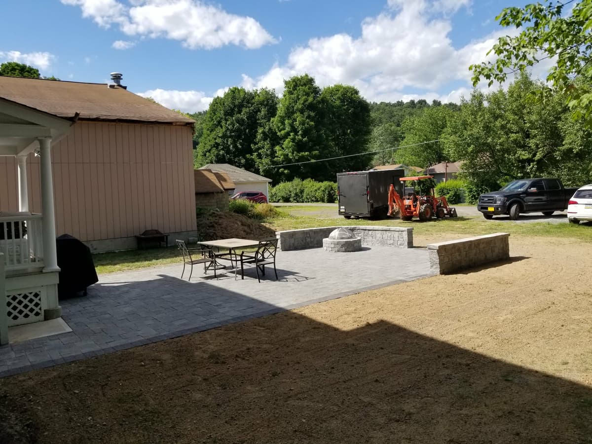Paver patio with seating area